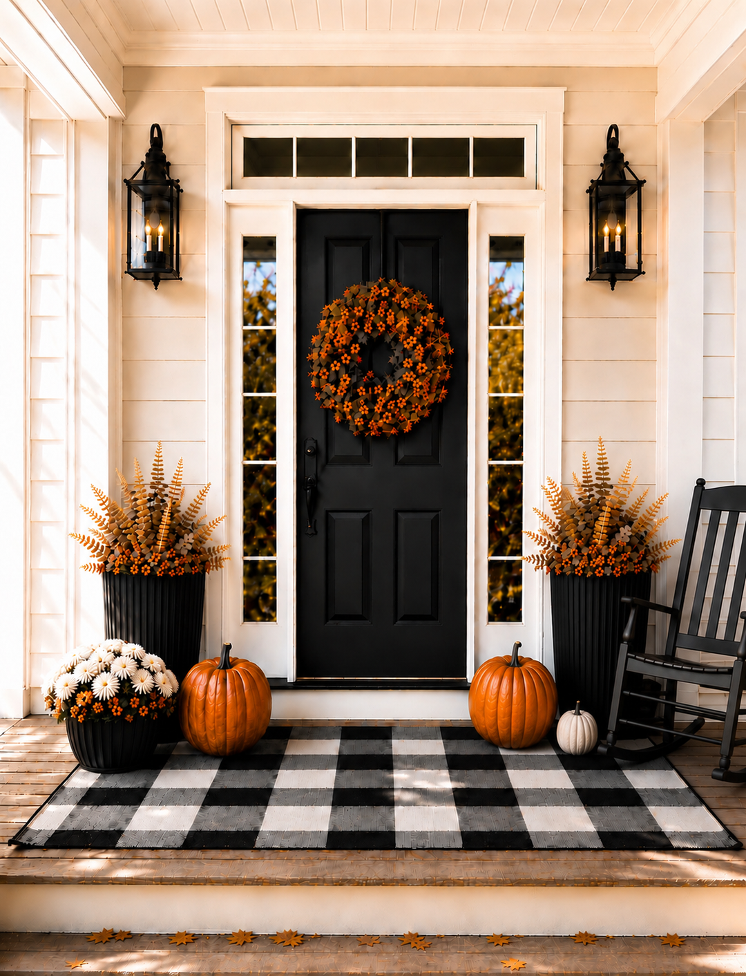 Black & White Classic single door Fall porch package