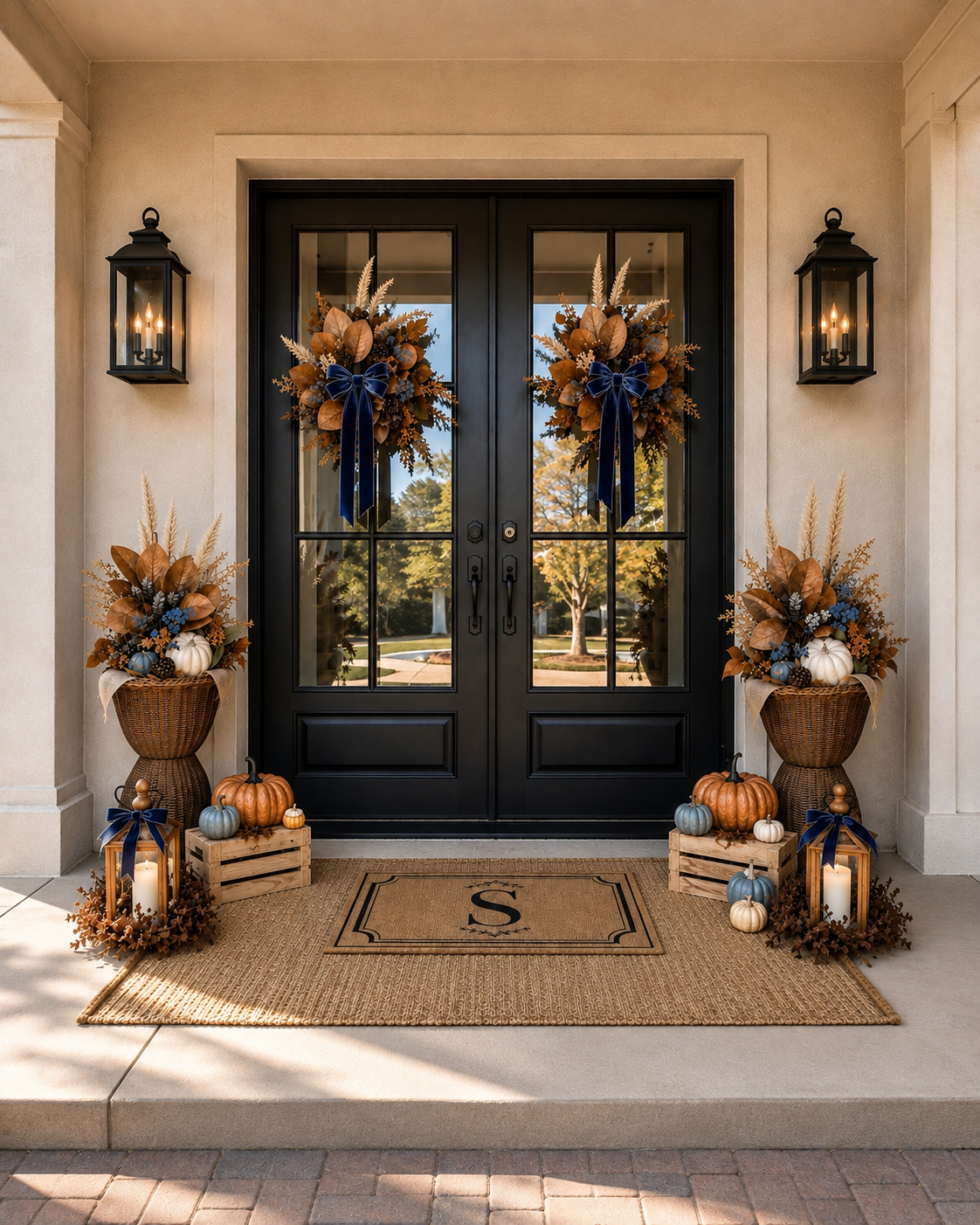 Fall porch designed by Woodlands Gifts