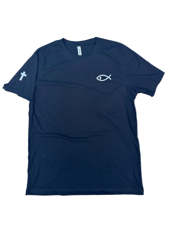 Fishers of Men T-Shirt – Faith Graphic Tee with Verse &amp; Symbol Details