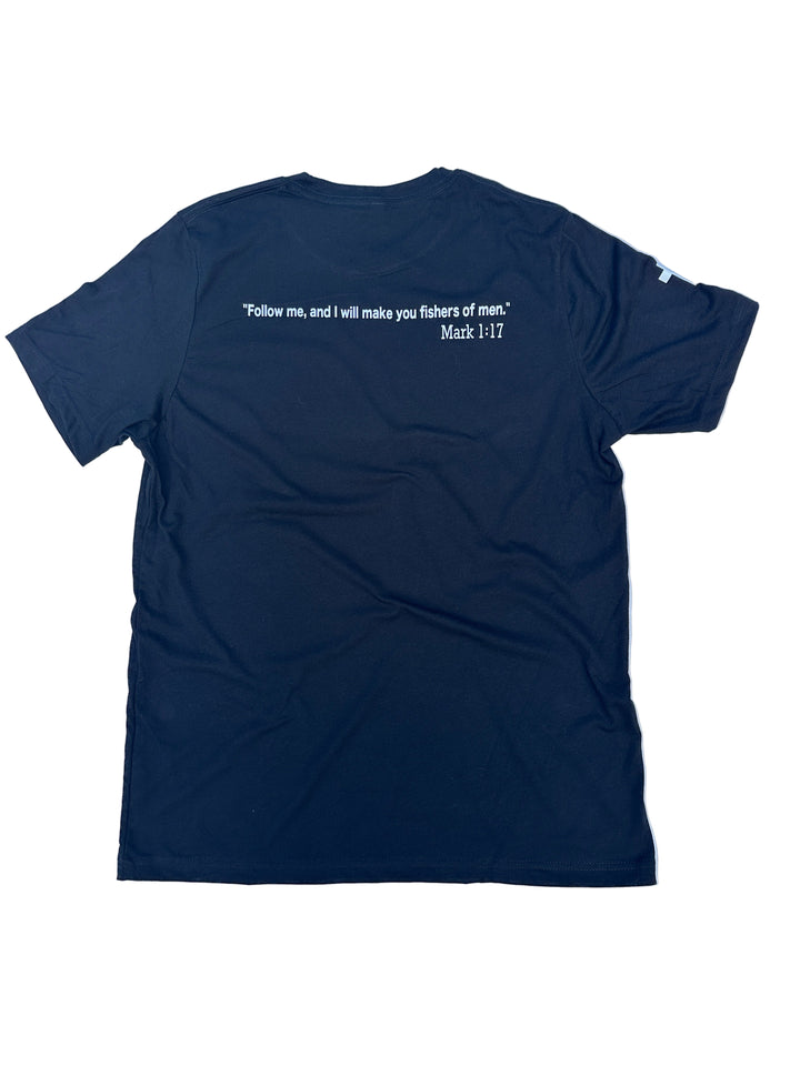Fishers of Men T-Shirt – Faith Graphic Tee with Verse &amp; Symbol Details